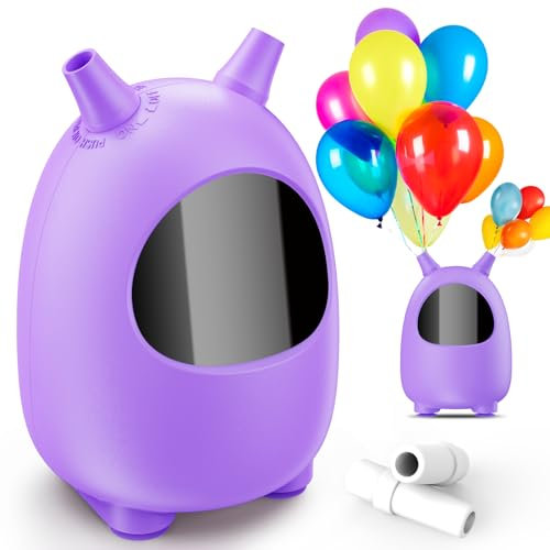 Pompa a Palloncino Elettrico, Pompa a Palloncino Portatile a Doppio Ugello Elettrico, Pompa a Palloncino per Decorazione Festa 110 V-120 V, 600 W (Viola)