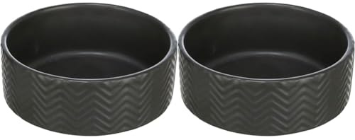 TRIXIE Napf, Keramik, 0,4 L/Ø 13 cm, Schwarz - 25020 (Packung mit 2)