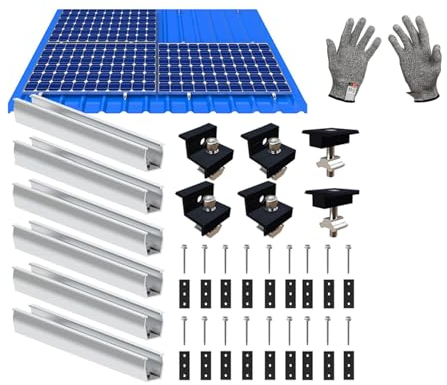 Solarmodul Halterung Flachdach,Flachdachhalterung für Solarmodule mit 20cm Montageschiene und Verstellbare Klemme für 30-35mm Module Solarpanel PV Modul Halterung für Flachdach und Trapezdach,SetB