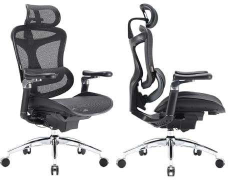 SIHOO Doro C300 Pro Ergonomischer Bürostuhl mit ultraweichen 6D-Armlehnen, dynamischer Lordosenstütze und Sitztiefenverstellung für das Home Office (Schwarz)