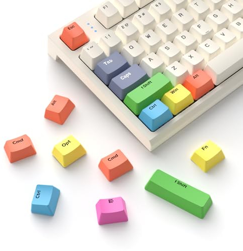 MAMBASNAKE PBT Rainbow Keycaps, 13 Keys Custom OEM Profile Dye-Sublimation Keycaps for Mechanical Gaming Keyboards, Compatible with MX Structure Switches and All Sized Keyboards