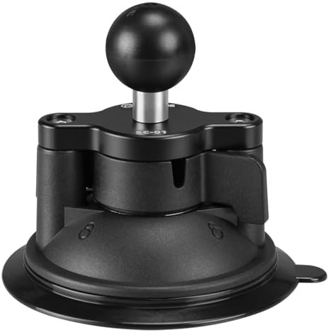 FANAUE Ventouse de Voiture avec Adaptateur de Boule d'un Pouce Compatible avec Les Bras à Double Prise RAM MOUNTS, pour Montage sur Le Pare-Brise de la Voiture.