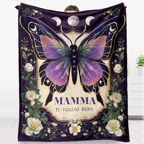 Giftasy Regalo Mamma, Regalo Mamma Compleanno, Coperta Stampata Farfalla, Idee Regali Mamma Utile, Regalo Festa Della Mamma, Regali Mamma Coperta per Natale Viola(157 * 132cm)