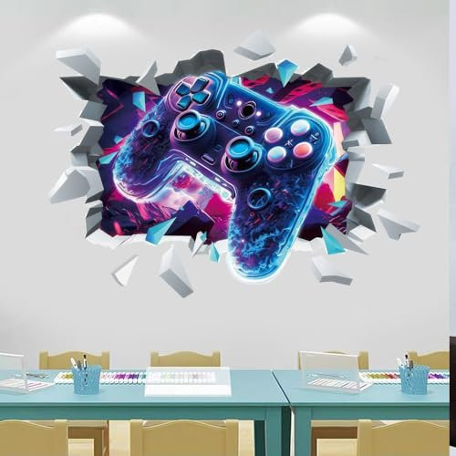 3D Game Wall Stickers Gamer Wall Decals Self-Adhesive Gaming Wall Accessories for Nursery Bedroom Playroom Room Decor Size:(40X60cm)