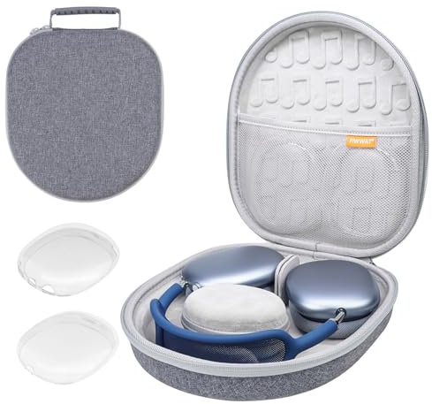 Headphones Case for Apple AirPods Max, Smart Hard Case with Auto Wake/Sleep Mode, Ultra Slim Travel Carry Bag with Silicone Anti-Scratch Ear Cups Cover for AirPods Max - Grey