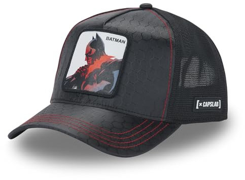 Capslab Batman DC Honigwabe Schwarz Verstellbare Truckercap - One-Size