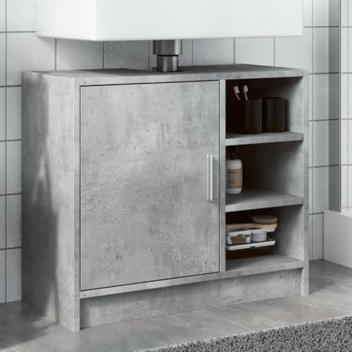 848132 Meuble sous-lavabo en matériau dérivé du bois Gris béton 63 x 29 x 55 cm