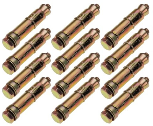 Be In Your Mind 12 Pezzi M6x50mm Bulloni Di Espansione A Tre Pezzi Ancoraggio Scudo Zincato Per Impieghi Gravosi Diametro 12 Mm Ancoraggio Per Uso Domestico E Industriale In Edilizia