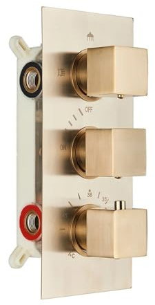 Mitigeur Thermostatique De Douche En Laiton Mitigeur À 3 Voies Vanne De Commande Thermostatique Robinet De Douche Mural Encastré Brushed Golden