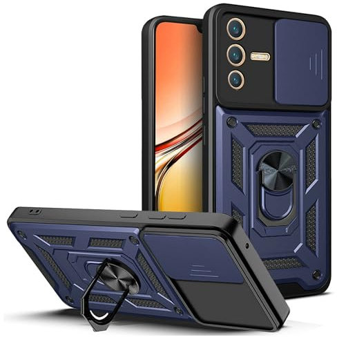 Hülle für Vivo V23 [2 in 1 Dia-Kamera-Objektiv-Abdeckung] Kompatibel mit Vivo V23 Hülle Case Handyhülle Schutzhülle Blue
