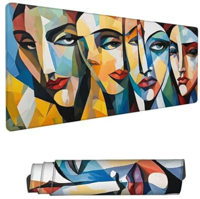 Grand Tapis de Souris XXL 1600x800x3mm,Tapis de Souris Femme Tapis Souris,Abstrait Tapis de Souris Gaming,Tapis Bureau avec Base Antidérapante,sous Main Souris à Bords Cousus,Accessoire Bureau Hs-594