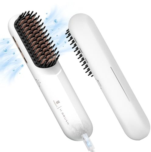 webeauty Glättbürste Kabellos, 200 Millionen Negative Ionen Glättungsbürste, Wiederaufladbare Haarglätter Bürste, Tragbare Mini Glättbürste mit Typ C Ladekabel für Reise, Weiß