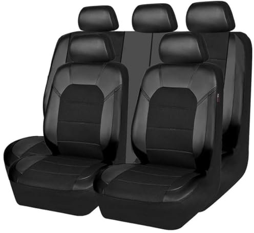 GFFLH Auto Sitzbezüge für Ford C-MAX 2010 2011 2012 2013 2014 2015, Wasserdicht Sitzbezug Komplett Set PU Leder Autositzbezüge Vordersitze Rücksitze Schonbezüge,Black