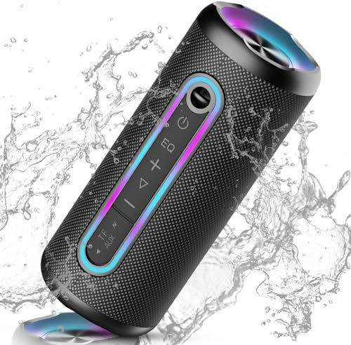 taopodo Bluetooth Lautsprecher mit Licht, Bluetooth 5.4 Musikbox, 30W Dual Lautsprecher, Dualen Bass-Treibern, IPX7