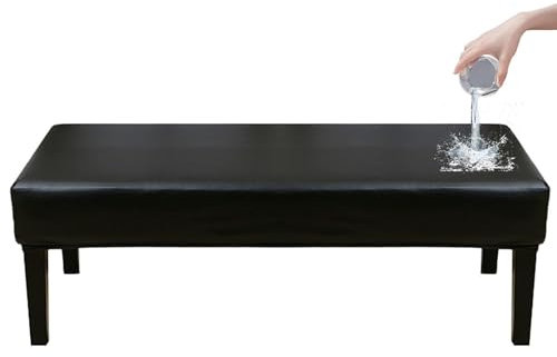 Wasserdicht Universal-Bezug für Esszimmer-Bank, Stretch PU Leder Bezug für Sitzbank Holzbank Schonbezug Bezug Für Fußhocker Bank Sitzbank Hocker Husse Flurbank Stuhlhusse Sofabank Bezüge(Schwarz,150cm