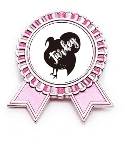 Broche en forme d'animal turque noir et blanc - Rose, M, Métal