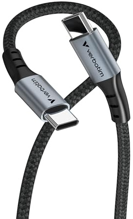 Verbatim Sync & Charge 60W Ladekabel USB C auf USB C Kabel 120 cm PD 3.0 | Schnellladekabel für iPhone 17 Pro Max, iPhone 16 Pro Max, Samsung Galaxy 25, MacBook Air, iPad, Pixel 9, robust
