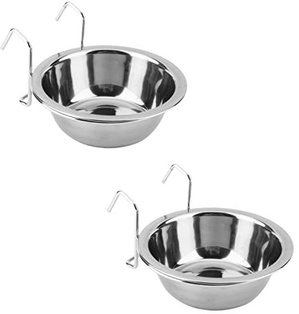 PEPLAYTAL 2Sets Stainless Steel Hanging Pet Bowl Food and Water Container for Dogs Cats Easy to Use Cage Feeder Rust Resistant Dishwasher Safe for Crates Cages