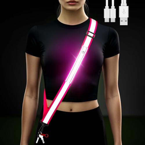Hoeraonr Lauflicht Joggen mit Reflektoren Gürtel,LED Lauflampe Hochsichtbare Verstellbar Nacht Sicherheitslicht Laufgürtel für Joggen Laufen Running Fahrradfahren Hundewandern Outdoor Sports