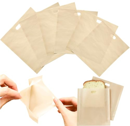 6 Pack 3 Sizes Toaster Bags Reusable Non Stick Grilled Cheese Toaster Bags Washable Heat Resistant Compatible with Toasters Oven & Grill Great for Texas Toast Sandwich Panini Snacks