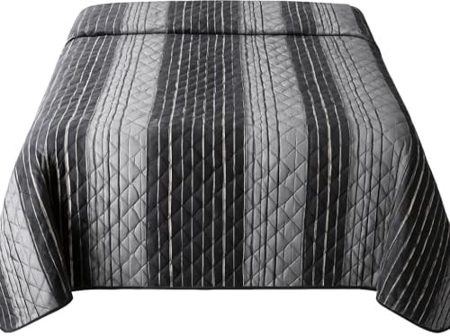 Leonado Vicenti Tagesdecke 220x240 cm Weiche Steppdecke Überwurf fürs Bett Wohndecke Waschbar Gestreift Schwarz Diamantmuster