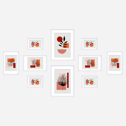 Dmyifan 10er Bilderrahmen Set, Fotorahmen mit MDF Rückwand für Fotowand (2 Fotos in 30x40cm, 4 Fotos in A4, 4 Fotos in 15x20cm), Bilderrahmen collage Weiß