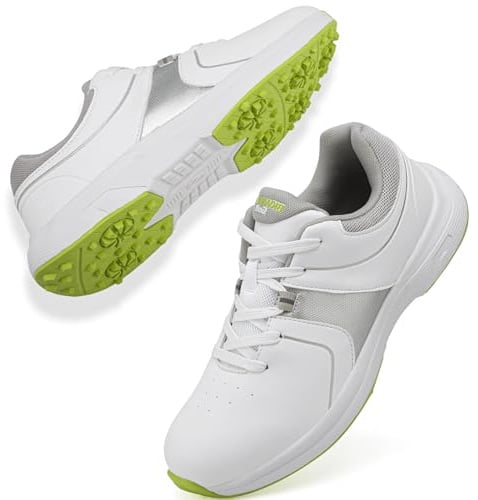 Bravover Mens Golf Shoes Spikeless Water Resistant Breathable Lace Up | Mens golf shoes with 12 ventilation holes lightweight water resistant upper for summer rounds practice and course walking