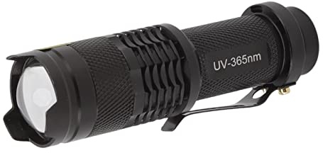 BONKZEBU Aluminium 365 Nm Ultraviolett-Taschenlampe, Batteriebetrieben, Tragbare Lampe für Haustierbesitzer und Kunstliebhaber