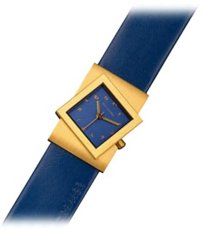 Rolf Cremer Turn-S Damenuhr, Gold, Edelstahlgehäuse, Quarzwerk, Arabische Ziffern, Lederband, Mineralglas, 3 ATM