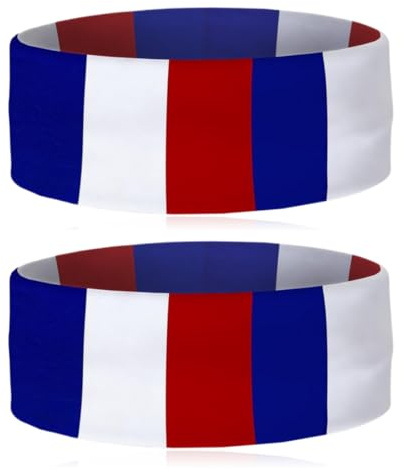 HAPZUR 2 Stück Stirnband Frankreich Flagge – Fußball Fan Haarband, Schweißband, elastisch & atmungsaktiv für WM 2026, EM, Sportevents, Training & Outdoor