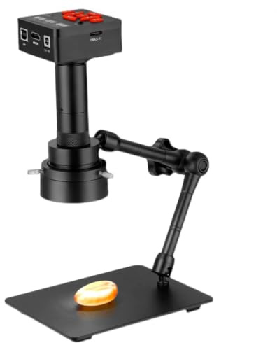 Vituord Microscopio Digitale, Videocamera per Microscopio Industriale da 16 MP 1080p, Obiettivo Zoom 0,4X-1,0X, con Supporto Regolabile, Luce Anulare A LED, per Riparazione di PCB di Telefoni