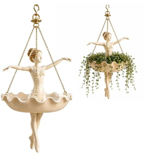 Balcón de Artista en Resina con Forma de Bailarina Colgante para Plantas de Interior, Maceteros Decorativos para Jardín y Vasos para Suculentas, Planta con Encanto de Bailarina