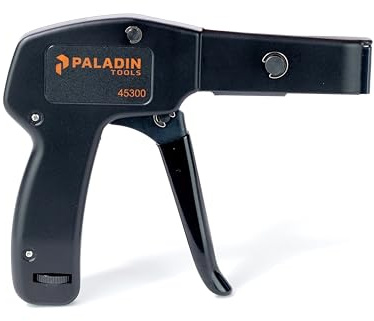 Paladin Tools PA45300 Stainless Steel Cable Tie Gun, Ergonomic Heavy Duty Zip Tie Gun Tool, Cut-Off 5/65” to 1/4” Zip Ties (USA Quality Control)