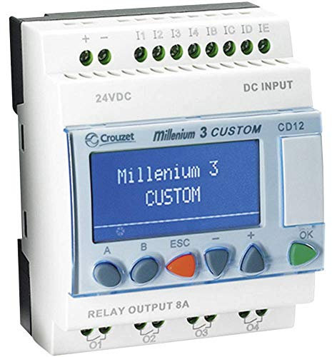 CROUZET 88974043 100 to 240 VAC, 4 Relay OUTPUTS, 8 INPUTS, Millennium 3, PLC, Type CD12 Smart