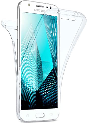 moex Double Case für Samsung Galaxy J5 (2016) Hülle Silikon Transparent, 360 Grad Full Body Rundum-Schutz, Komplett Schutzhülle beidseitig, Handyhülle vorne und hinten - Klar