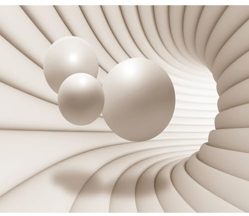 decomonkey Fototapete 3d Effekt Abstrakt 350x256 cm XXL Design Tapete Fototapeten Vlies Tapeten Wandtapete Vliestapete moderne Wandbild Wand Schlafzimmer Wohnzimmer Kugeln Abstrakt beige