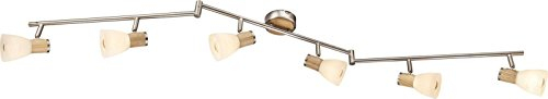 Deckenstrahler 6 Flammig Deckenleuchte Wohnzimmer Lampe Holz Applikation Bewegliche Spots (Deckenlicht, Deckenlampe, Wohnzimmerlampe, Strahler, Flurlampe)