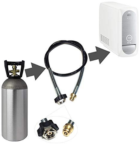 Adapter-Hochdruckschlauch 1,0 Meter für grössere CO2 Flaschen geeignet für Wassersprudler Grohe Blue Home CO2 Schlauch umfüllen