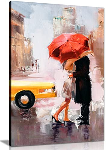 Oil Painting Dating Couple New York Canvas Wall Art Picture Print (24x16)