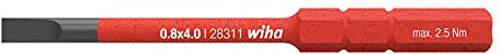 Wiha 43115 Serie 283110 dünnes Elektro-Bit, geschlitzt, Größe 2,0 x 75 mm