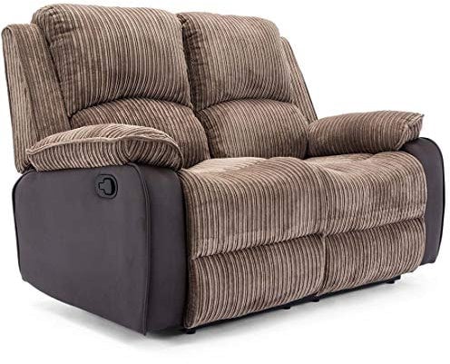 More4Homes POSTANA HIGH BACK JUMBO CORD FABRIC RECLINER 3 + 2 + 1 SOFA ARMCHAIR SET SUITE (Brown, 2 Seater)