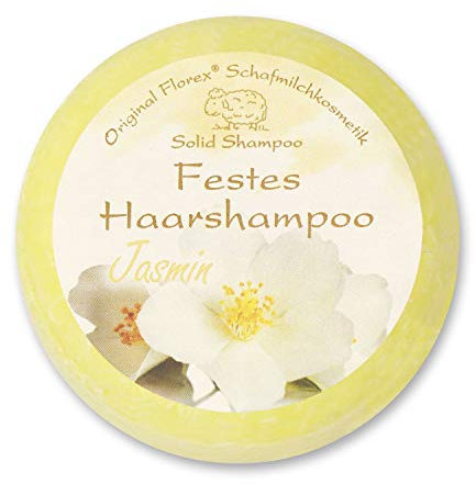 Florex Festes Haarshampoo Jasmin feuchtigkeitsspendend mit Schafmilch verpackt in Folie 58 g