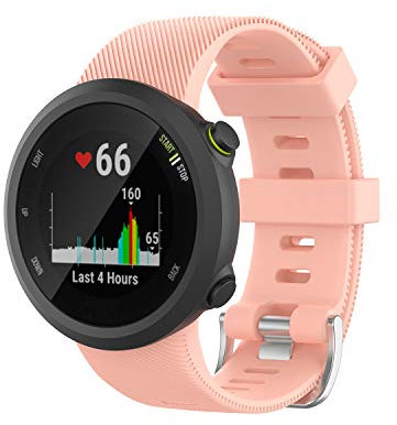Yikamosi Compatible With Garmin Forerunner 45, Soft Silicone Stainless Steel Clasp Replacement Smart Watch Bracelet Strap Bands For Garmin Forerunner 45/Forerunner 45S Running Watch(Pink)