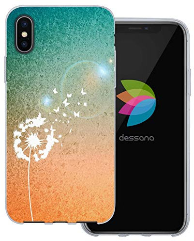 dessana Pusteblume Löwenzahn transparente Schutzhülle Handy Case Cover Tasche für Apple iPhone X Pusteblume Schmetterling