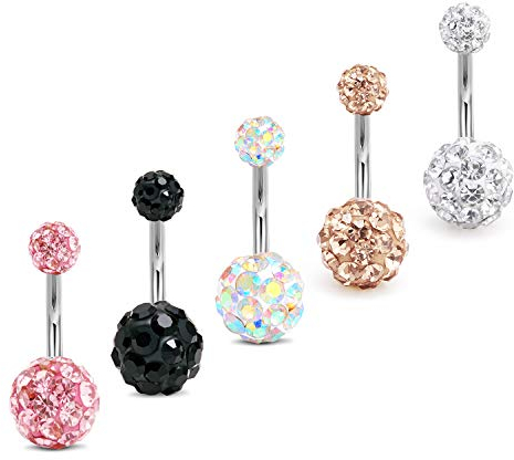 vcmart Bauchnabelpiercing Set 10mm Chirurgenstahl Bauchpiercing Ring Silber Nabelpiercing mit Kristall