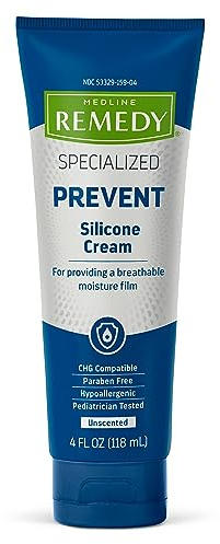 Medline Remedy Specialized Silicone Cream, Unscented (4 fl oz), Gentle Breathable Film for All Ages, Paraben-free and Hypoallergenic Skin Care, Barrier for Dry Cracked Skin