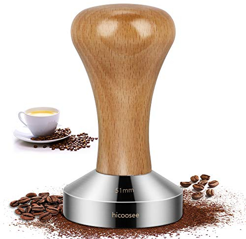 Espresso Tamper, hicoosee 51mm Kaffee Tamper aus Edelstahl Espresso Stempel für Kaffeemaschine Siebträger
