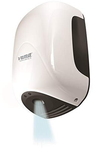 HDcasa Asciugamani Elettrico Automatico Vama Smart Jet Mini 900W, Riscaldamento Rapido, Termoarredo Bagno Compatto Fai da Te Made in Italy, arredo Bagno, Aria Calda, Bianco