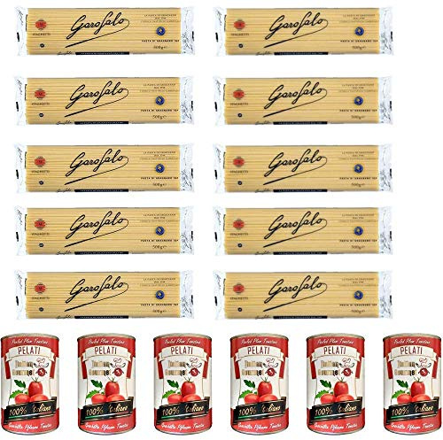 10x Garofalo Spaghetti Hartweizen Italian Pasta 500g + Italian Gourmet 100% italienische geschälte Tomaten dosen 6x 400g