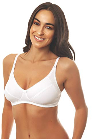 Istintiva Federica – Reggiseno Senza Ferretto in Cotone e Microfibra ad Elevato Comfort | Coppe morbide Non Imbottite | Spalline Regolabili | Bianco, Taglia 4C
